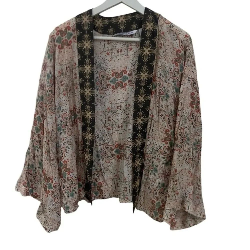 Michael stars, one-size-fits-all, kimono, brown, white, wide sleeves